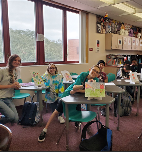 Students working on vocabulary in Spanish.